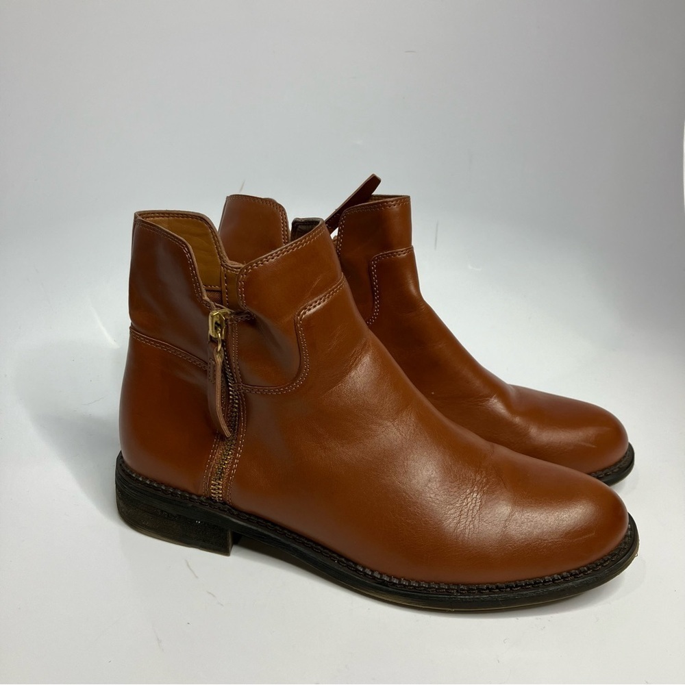 Franco Sarto Hallie ankle boots brown faux‎ leather size 9